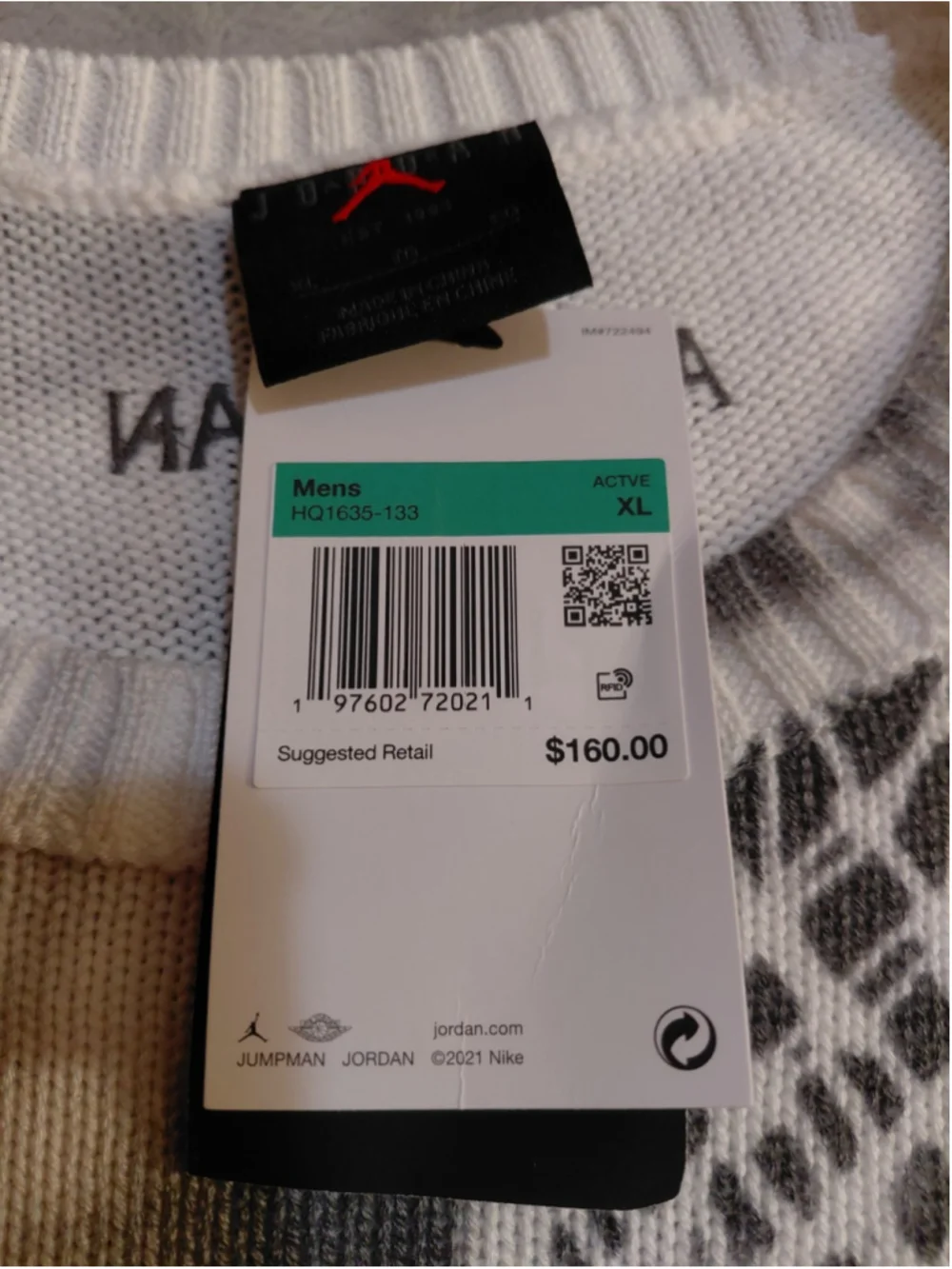 Air Jordan Print Nike Sweater Knit Mens Gray Loose Fit Distressed Size XL NWT - Picture 12 of 13